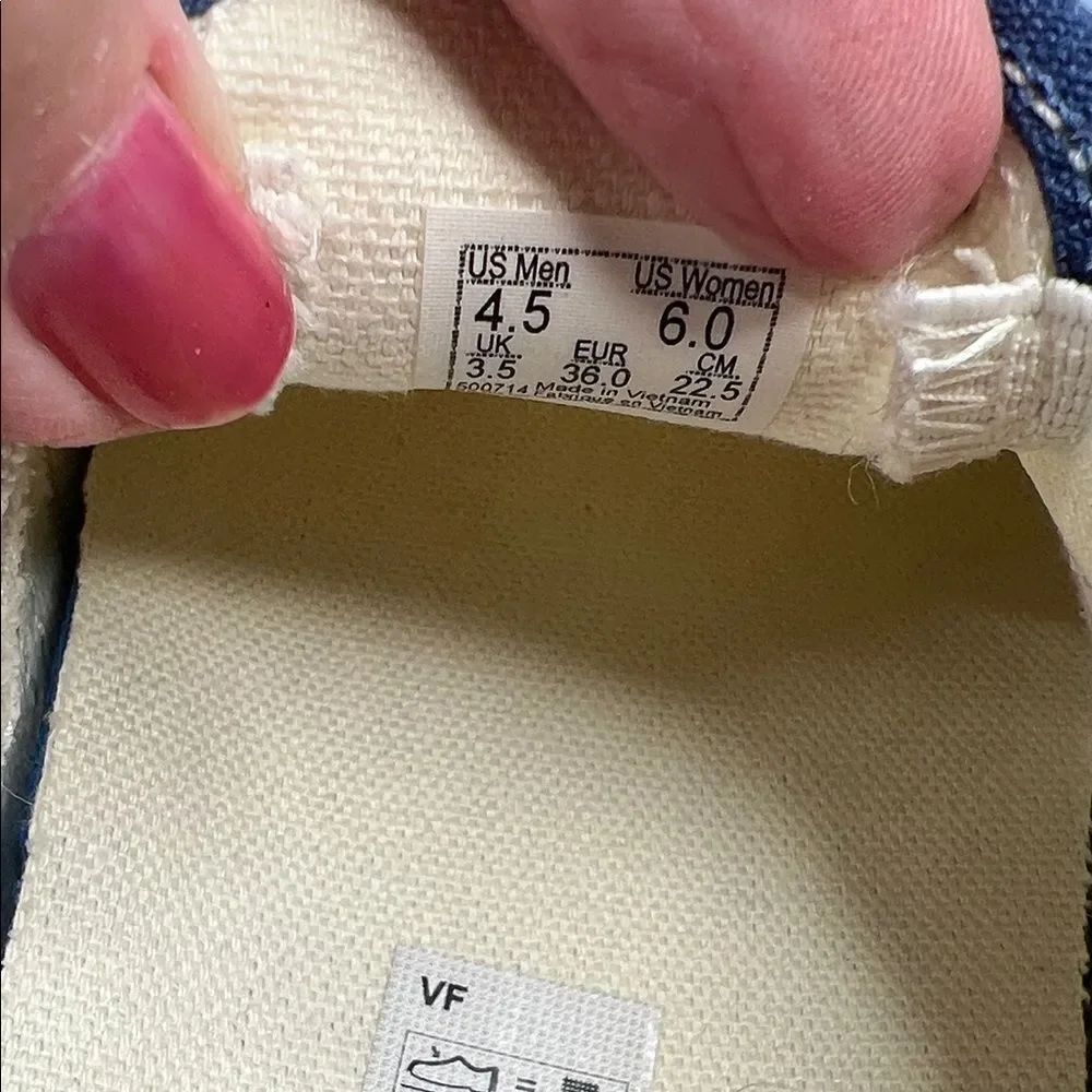 Vans Navy and Cream Graphic Ultracush Slip-Ons W6 - Picture 5 of 9